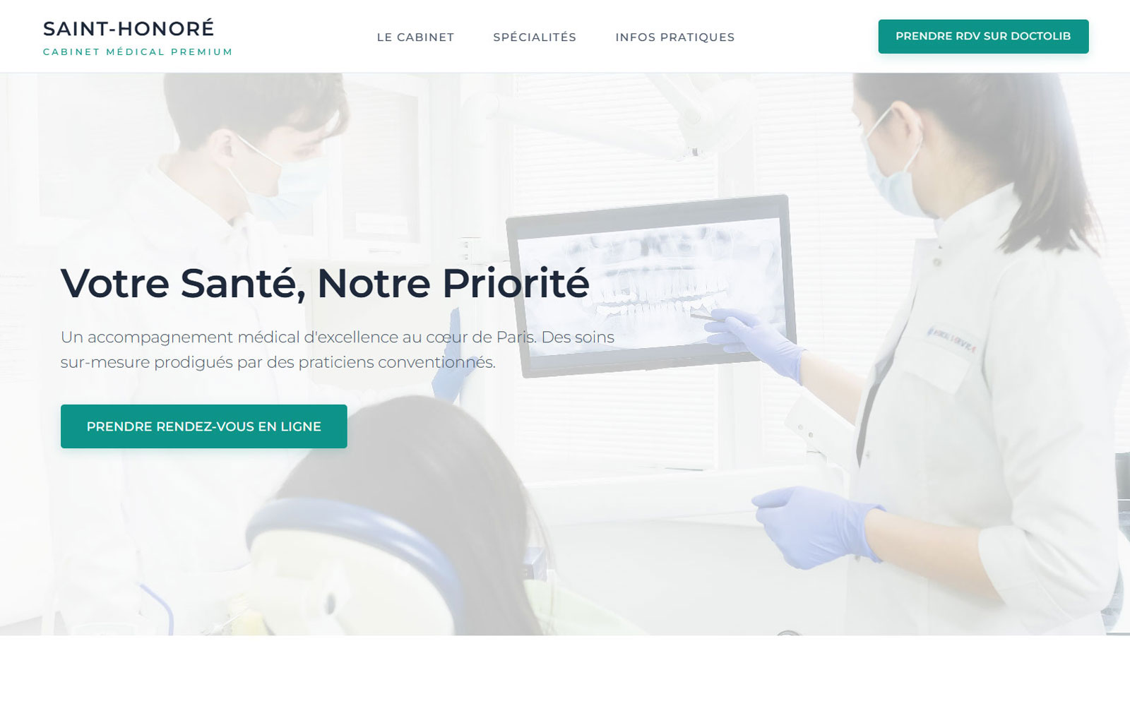 Aperçu du modèle Cabinet Saint-Honoré, site pour professionnels de santé